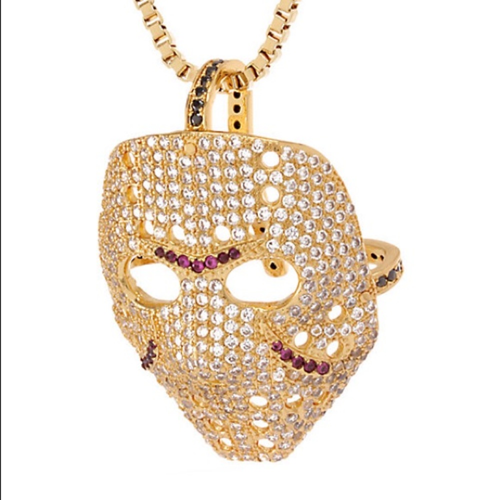 King Ice Hockey Mask Gold Necklace